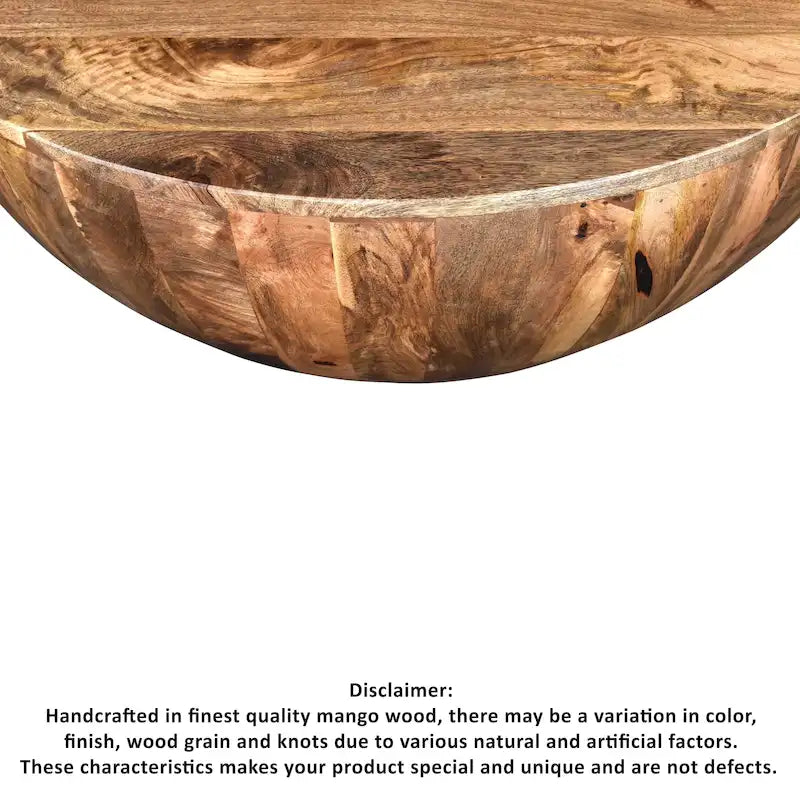 Arthur Mango Wood Coffee Table In Round Shape, Dark Brown