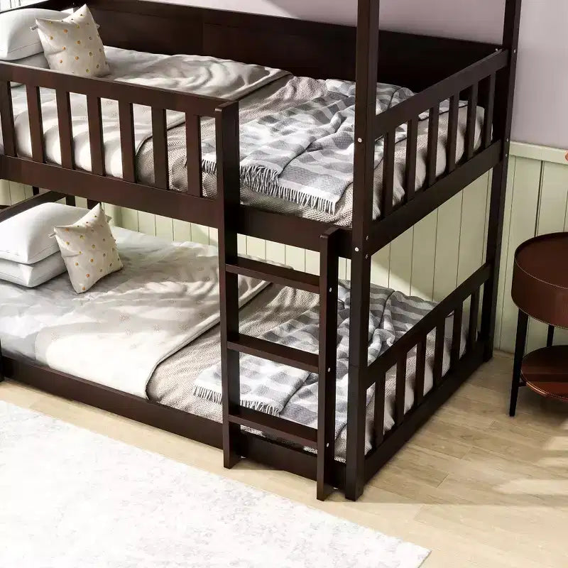 Triple Twin Bunk for Kids, Twin over Twin over Twin Detachable Bunk Bed with Ladder and Guardrail, Separate into 3 Beds