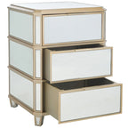 SAFAVIEH Miracle 3-Drawer Mirrored Nightstand