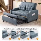 Upholstered Cats Claw Leather Convertible Reclining Sleeper Sofa Bed With Cushions For Small Spaces