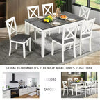 GDFStudio Loren Modern 7-Piece Solid Wood Upholstered Dining Table and Chairs Set
