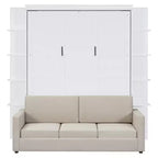 Whisen Modern Design Wood Frame Queen Size Murphy Bed Wall Bed with Sofa and Shelves