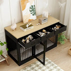 Modern Large Dog Crate with Storage Drawers - Elegant Espresso Finish