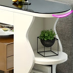 Modern Black-White Wooden Asymmetrical Shelves Bar Tables