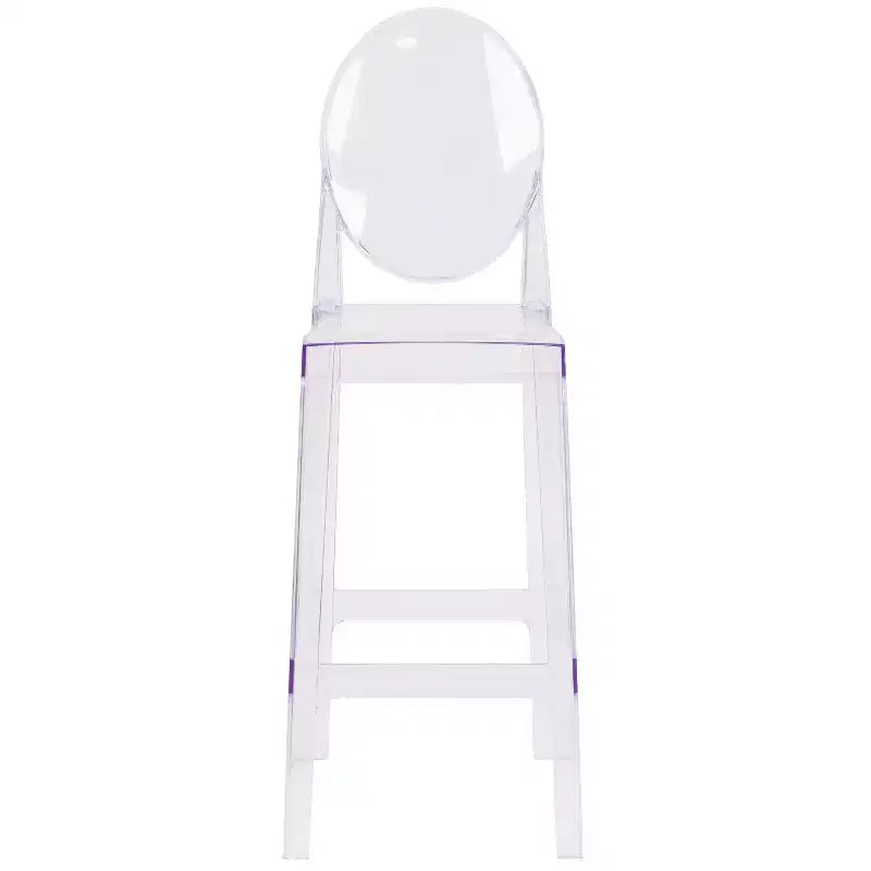 Emma and Oliver Ghost Barstool with Oval Back in Transparent Crystal