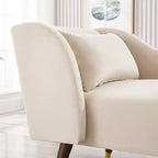 Modern Velvet Chaise Lounge Chair, Upholstered Arm Chaise Lounge with Curved Armrest, Sleeper Lounge Sofa Couch for Bedroom Office Living Room