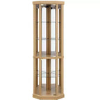 Corner Curio Cabinet with Glass Doors and Shelves, Corner Display Case for Living Room
