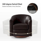 Haley Modern Swivel Barrel Faux Leather Chair with Solid Wood Base Set of 2 by HULALA HOME