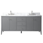 Vanity Art 72 Double Sink Bathroom Vanity Cabinet with Engineered Marble Top