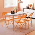 8-piece set of all-steel folding chairs with backrests, heavy-duty metal foldable dining chair set, 350 lbs capacity, suitable for indoor and outdoor