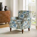Araceli Traditional Wooden Upholstered Floral Armchair with Wingback and Nailhead Trim| ART OF LIVING DESIGNS