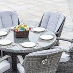 7 Pieces Outdoor Rattan Wicker Patio Round Dining Set with Cushions by Moda Furnishings