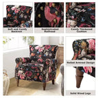 Araceli Traditional Wooden Upholstered Floral Armchair with Wingback and Nailhead Trim| ART OF LIVING DESIGNS