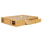 Whisen Queen Platform Bed Frame with 4 Storage Drawers and Footboard Storage