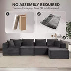 107/ 137 Modular Sectional Cloud Couch,Deep Seat Boneless Couch,Convertible Comfy Floor Sofas with Ottomans and Memory Foam