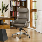 Glitzhome 48-inch Mid-century Adjustable Swivel Faux Leather Office Chair