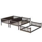 Triple Twin Bunk for Kids, Twin over Twin over Twin Detachable Bunk Bed with Ladder and Guardrail, Separate into 3 Beds