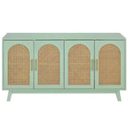 4-Door Cabinet with Rattan Doors