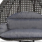 LeisureMod 2 Person Hanging Egg Chair with Stand - Outdoor/Indoor Rattan Wicker Patio Swing Hammock Lounger with Cushions