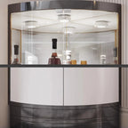 Multiple Levels Glass and Metal Shelf Storage Display Corner Wine Cabinet