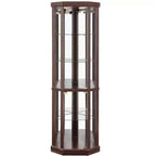 Corner Curio Cabinet with Glass Doors and Shelves, Corner Display Case for Living Room