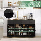 55 Sideboard Buffet Cabinet with 3 Drawers & 4 Doors, Adjustable Shelf Kitchen Storage Console for Dining Room Living Room