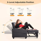 Upholstered Cats Claw Leather Convertible Reclining Sleeper Sofa Bed With Cushions For Small Spaces