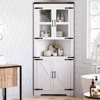 69 Tall Corner Cabinet, Farmhouse Corner Storage Cabinet, Space Saving Storage, Glass Door, Adjustable Shelves, for Living Room, Kitchen
