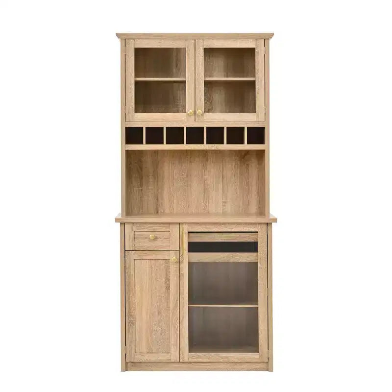 75 Tall Kitchen Pantry Cabinet with Glass Doors