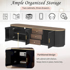 70.8 Modern Minimalist TV Stand for TVs up to 80 Inches, Entertainment Center with 3 Drawers and 1 Shelf Metal Handles