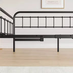 MAYEERTY Twin Size Metal Daybed Frame with Trundle, Heavy Duty Sofa Bed Platform, No Box Spring Needed, Black