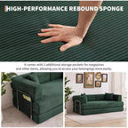 Corduroy floor sofa bed with pillows, convertible armrests and backrest, suitable for living rooms, bedrooms, and apartments.