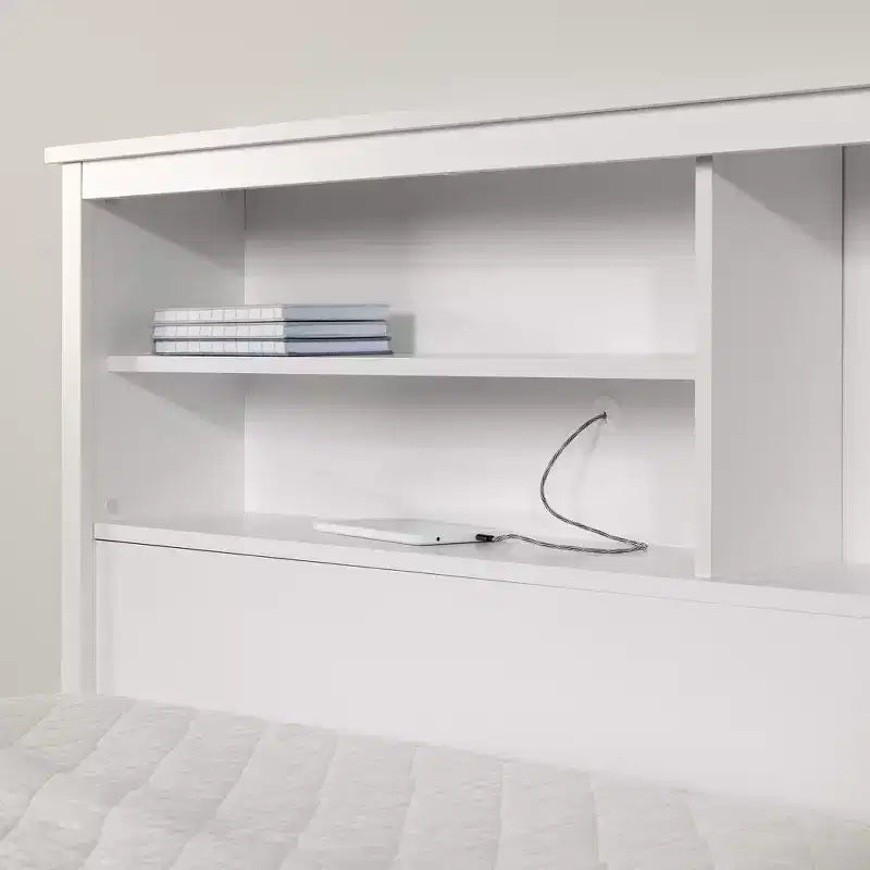 Twin Vito Kids Bookcase Headboard Pure White - South Shore: Modern Twin Headboard with Shelves, Particle Board