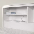 Twin Vito Kids Bookcase Headboard Pure White - South Shore: Modern Twin Headboard with Shelves, Particle Board