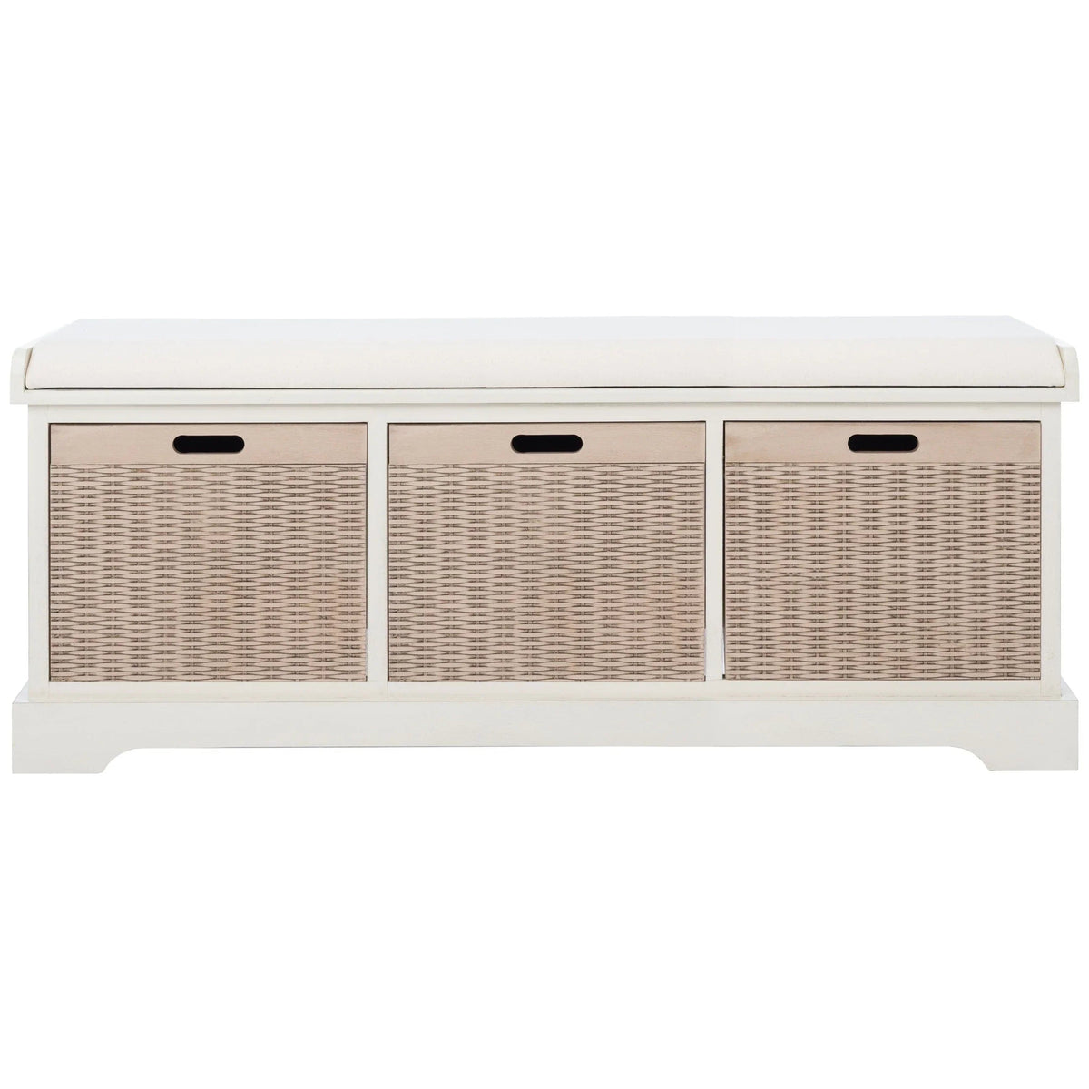 SAFAVIEH Fiorello 3-Drawer with Cushion Storage Bench - 47.3 W x 15 L x 19 H - 47Wx15Dx19H