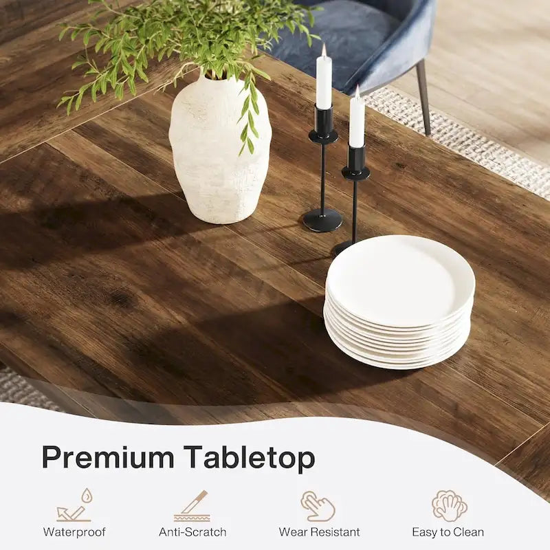 71 Inches Farmhouse Dining Room Table for 6-8 People with Solid Pedestal