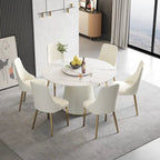 53 Round Dining Table for 6 with Sintered Stone Tabletop and Lazy Susan