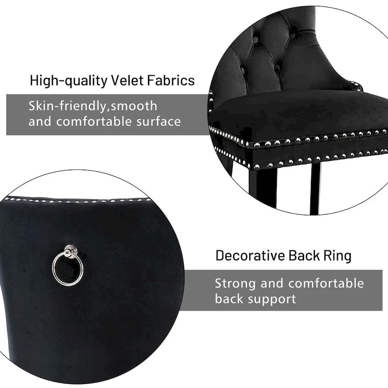 Dining Chairs Set of 6, Luxury Upholstered Velvet Kitchen Chairs Side Chair with Padded Seat Back and Solid Wood Legs - N/A