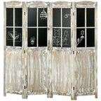 HOMCOM 5.6 Tall Wood 4 Panel Farmhouse Style Folding Room Divider Privacy Screens, Natural