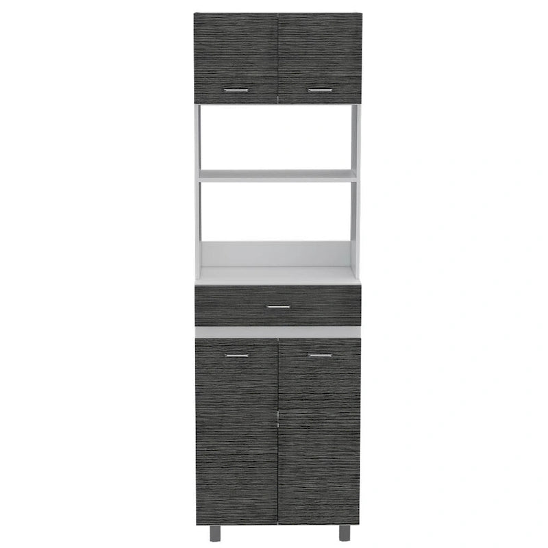 Caribe Microwave Cabinet, Four Legs, One Drawer, Double Door, One Shelf -White