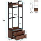 Lantine Freestanding Closet Organizer, Small Clothes Rack with Drawers and Shelves, Heavy Duty Garment Rack for Hallway, Entryway, Bedroom