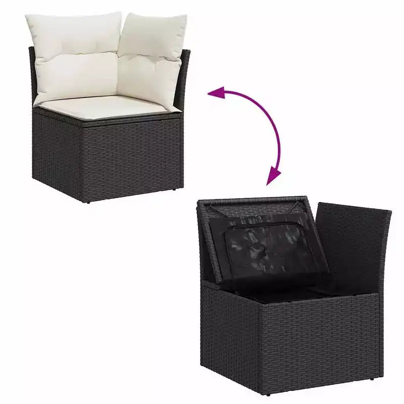 vidaXL 4 Piece Patio Sofa Set with Cushions Poly Rattan Acacia