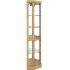 Corner Curio Cabinet with Glass Doors and Shelves, Corner Display Case for Living Room