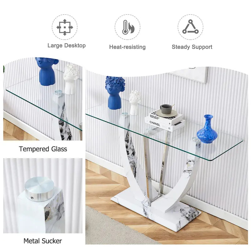 Modern and simple rectangular glass console table