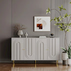 60-in Modern Blue/ Grey Lacquered 4 Door Wooden Sideboard Buffet Server Accent Storage Cabinet
