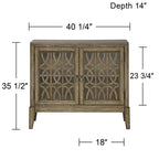 40 Wide Glass Door Accent Cabinet with Adjustable Shelf, Distressed Parchment Finish
