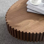 Oval/Square Coffee Table Minimalist Fluted Center Table Accent Table, Natural Ash/Walnut/Matt Black-ModernLuxe