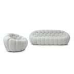 2PCS 3D Honeycomb Fabric Upholstered Bubble Sofa, 3 Seater Bubble Couch and Single Sofa for Living Room