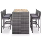 vidaXL Patio Bar Set 7 Piece Outdoor Bar Table and Chairs Poly Rattan Black