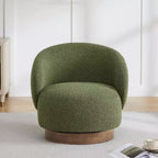 Spruce&Spring Upholstered Swivel Accent Barrel Chair with Wood Base